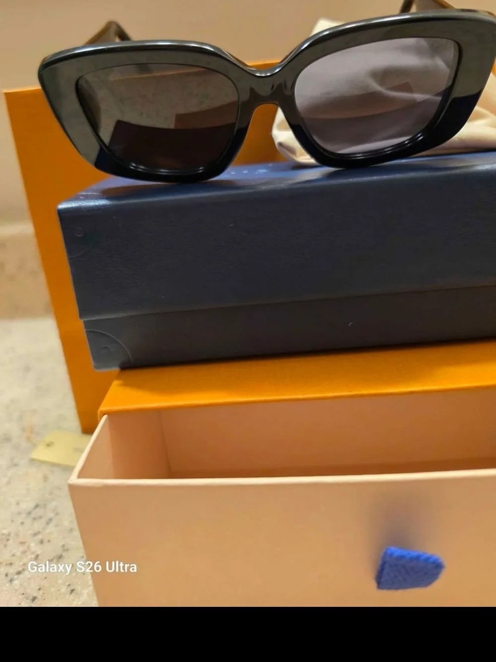 Louis Vuitton Black Sunglasses with Gold Hardware